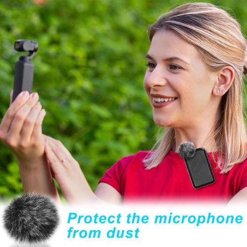 Dunzy Microphone Windscreens/Wind Muffs (4 Pieces) for DJI Mics, Furry Microphone Covers for Wind and Ambient Noise Reduction, Wireless Lavalier Micro