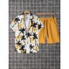 Men's Short-sleeve Shirt Printed Vacation-style Shirt Hawaiian Shirt Set Men's Fashion Loose Shirt and Shorts Set