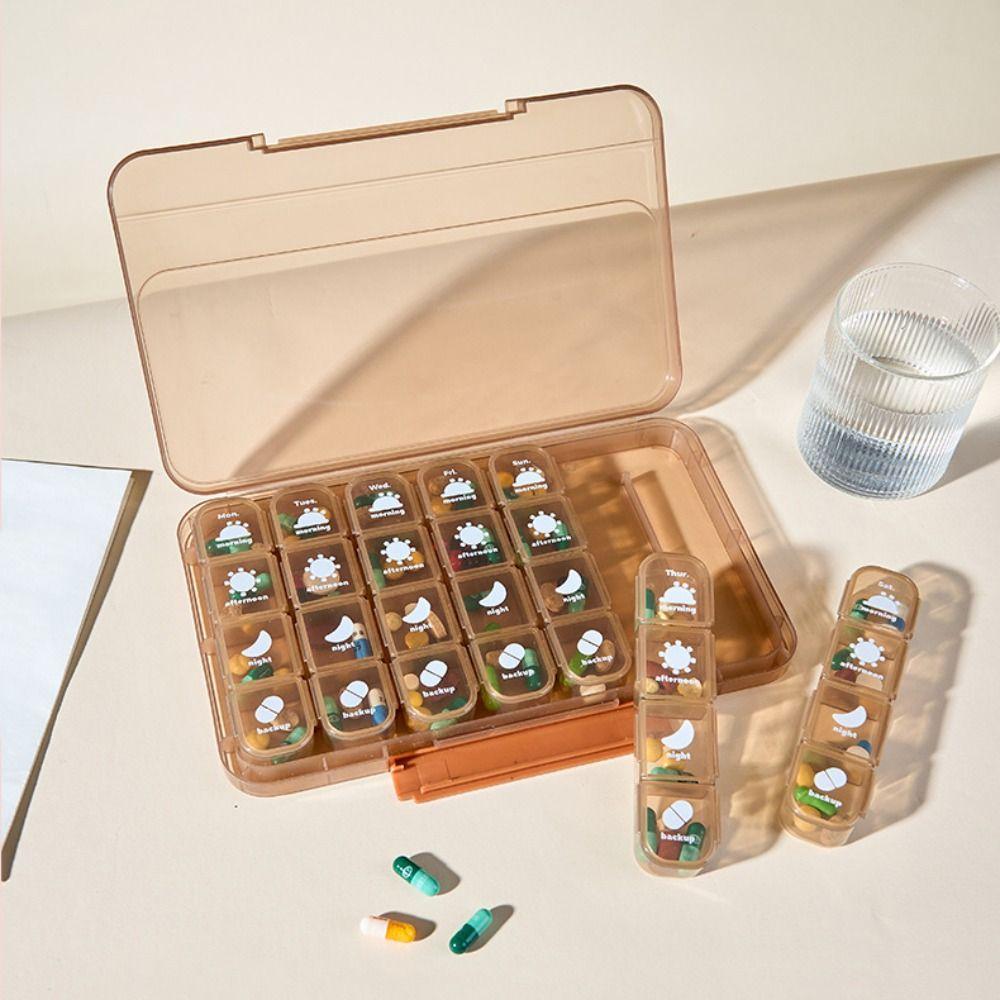 28 Grid Weekly Pill Container Sealed Daily Pill Box Medicine Storage Box for Travel Household