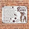 Boston Terrier Metal Tin Sign My Dog Rules Retro Metal Sign Funny Dog Gift for Dog Lovers Animal Paw Print Tin Sign Wall