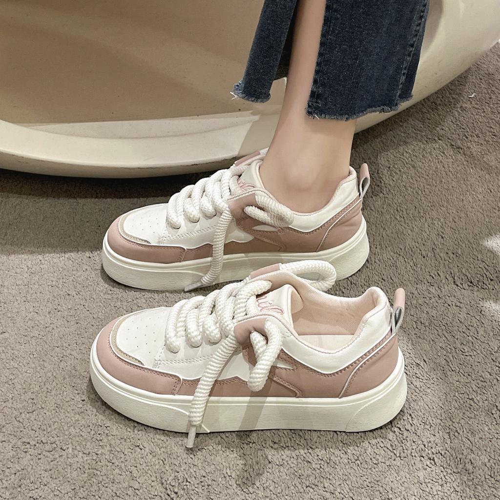 2024 Spring New Sneaker Student White Shoes Female Breathable Thick Sole Flat Shoes Women