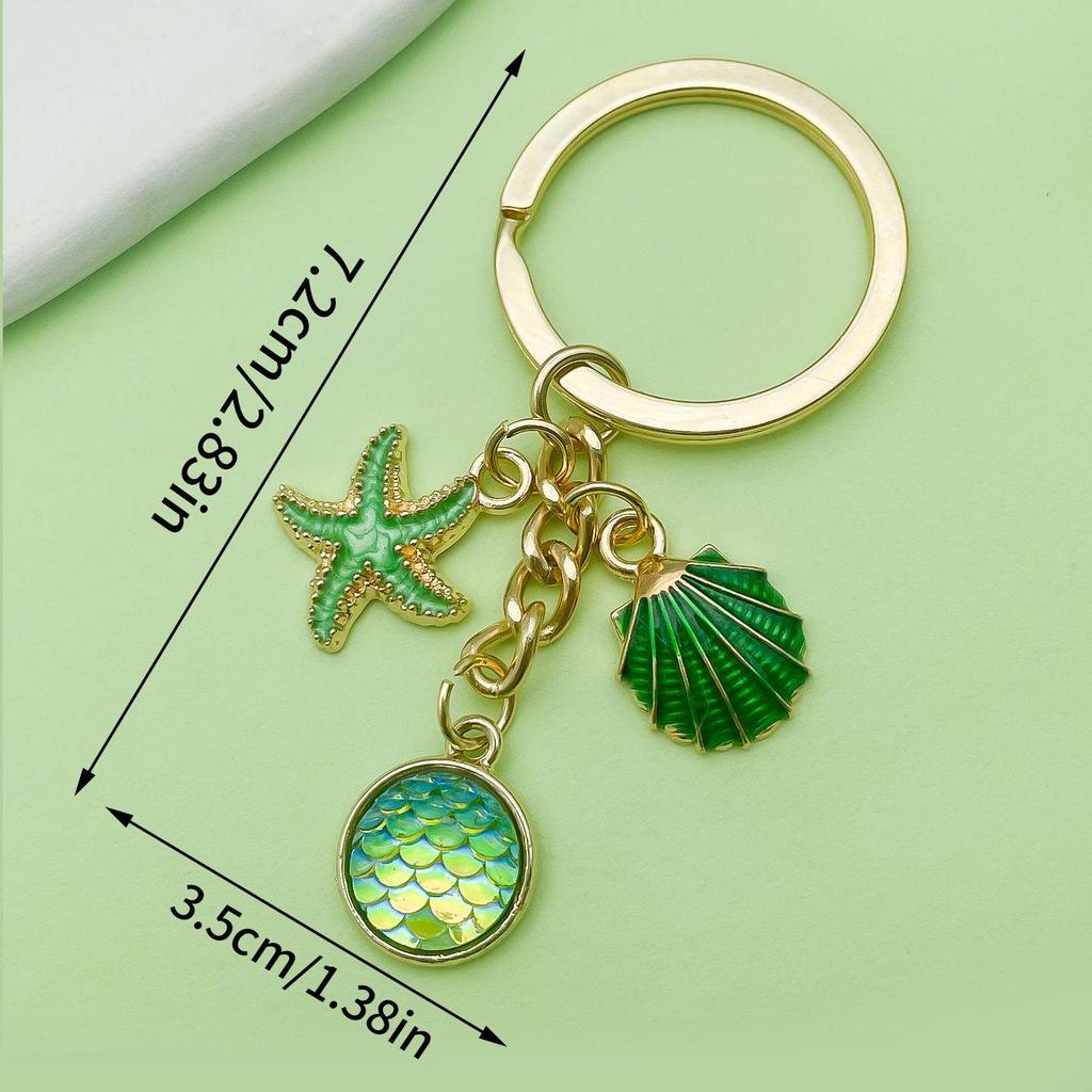 Creative Alloy Seashell and Pearl Keychain Pendant