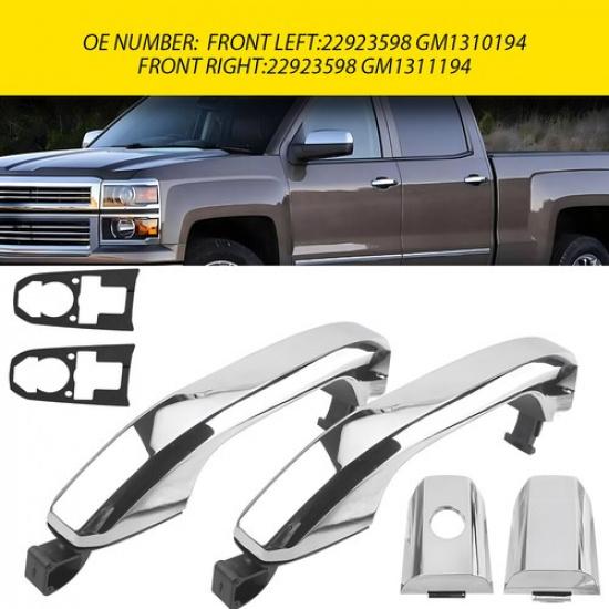 

Front Left+Right Exterior Handle Door For 2014-22 Chevy Silverado 1500 Chrome EV