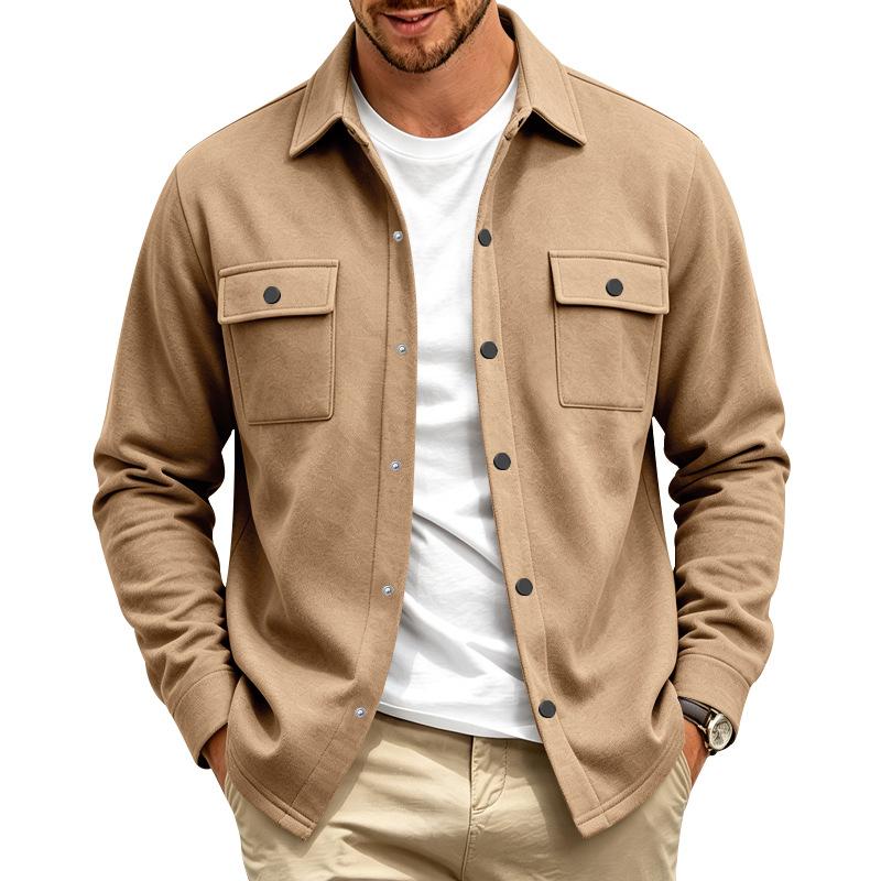 Men S Long Sleeve Knit Button Pocket Casual Jacket