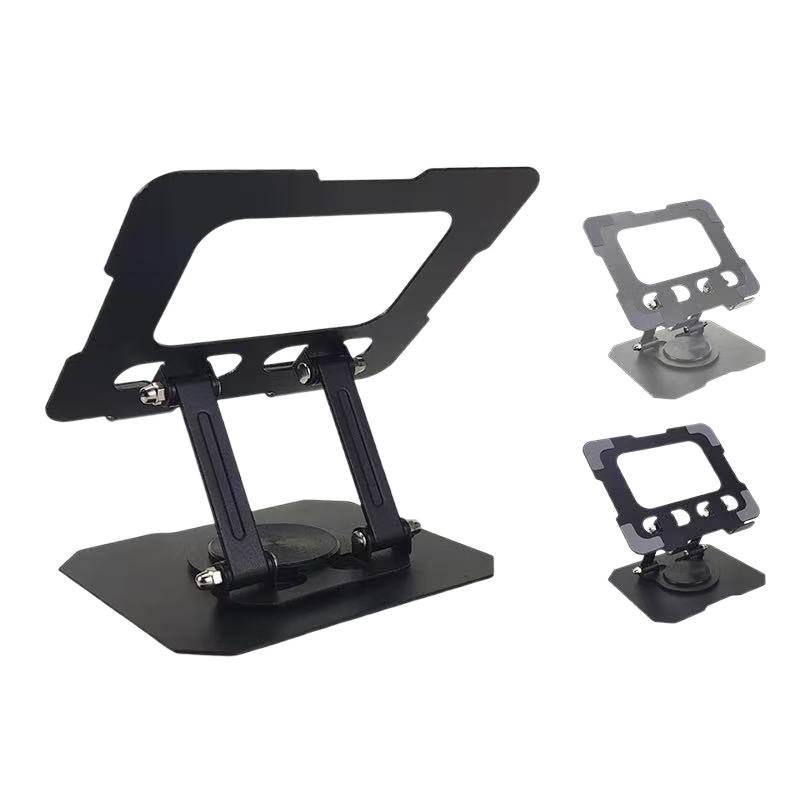 Rotatable Metal Phone & Tablet Stand: Foldable, Universal Design with Hollow Heat Dissipation for Home or Office.