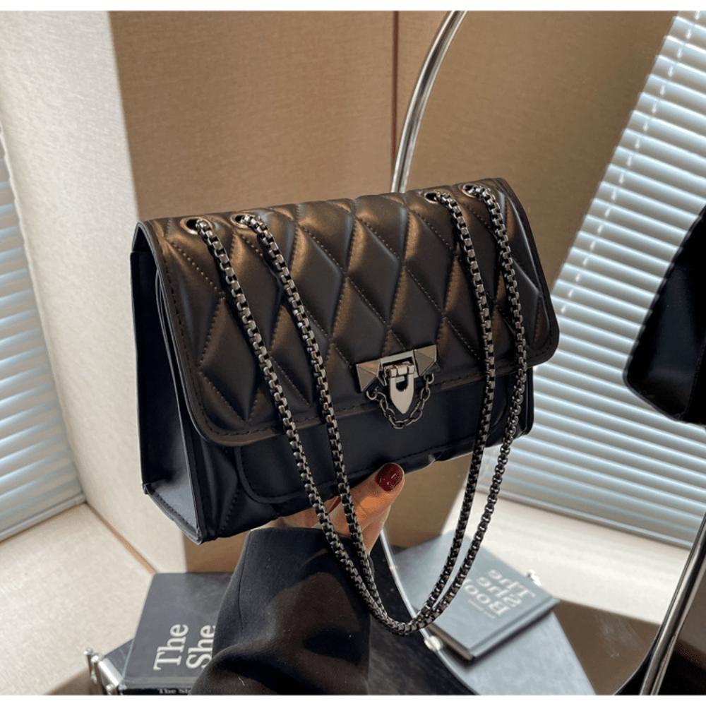 Bag Women's Rhombus Chain Oblique Span Bag New Retro Personalized Small Square Bag Fashionable and Simple Women's Shoulder Bag