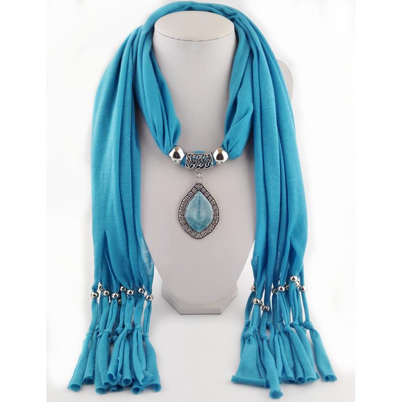 Jewelry Scarf Metal Diamond Jade Pendant Women Shawl Scarf