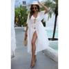 Women's Cover Up Plus Size Polka Dot Dimensional Chiffon Shirt Beach Sun Shirt Irregular Tie Cardigan Cover-Ups