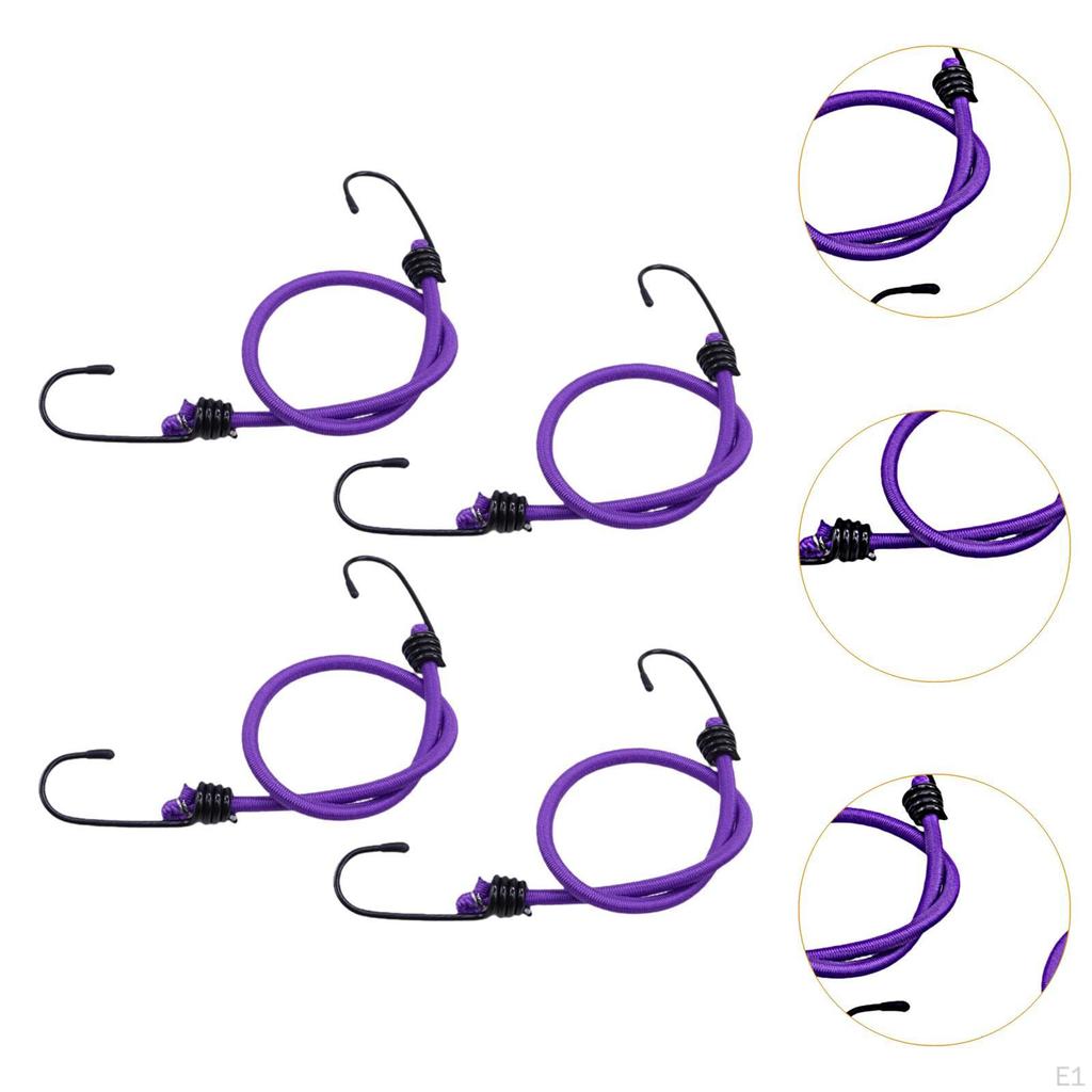 4 Pieces Mini Bungee Cord Small Strap Elastic Rope with Hooks for Trucks