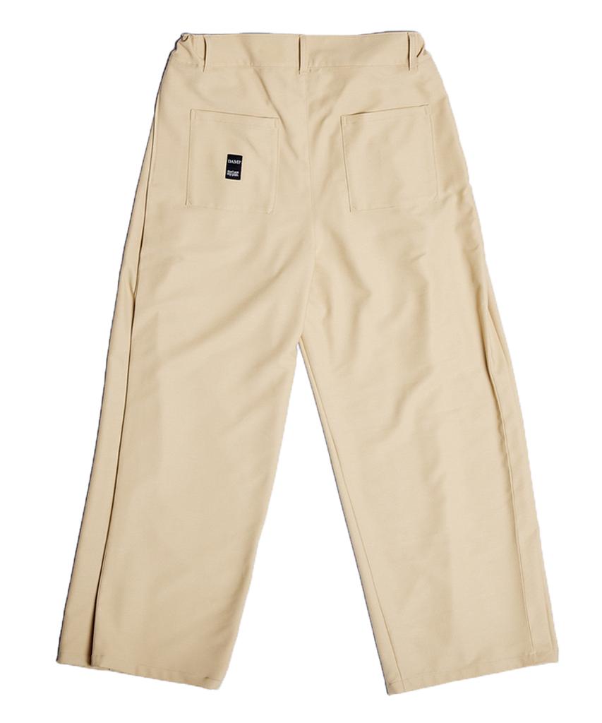 DAMP Wide-Fit Double-Pleated Slacks Beige