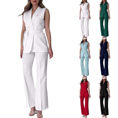 Women's Fashion Casual Suit Vest Sleeveless Wide-leg Pants Casual Suit