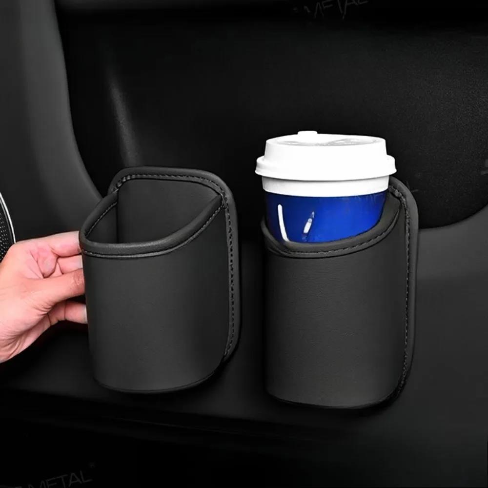 Car Door Cup Holder Leather Automotive Drink Rack Storage Bin Auto Back Seat Cup Holder Organizer for Car Interior Accessories Cup Holders 5