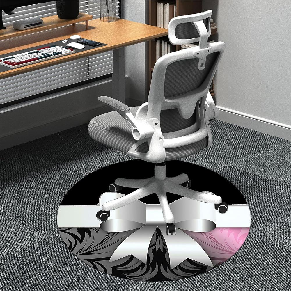 

1pc Bow Ribbon Decor Office Round Rug, Carpet for Office, Gaming, Lightweight Round Floor Mat yy260208074 80cm by 80cm