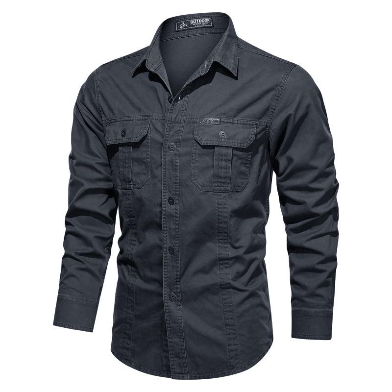 Men's Long Sleeve Cotton Shirt: 2024 Spring & Autumn Casual Loose Outdoor Workwear Jacket