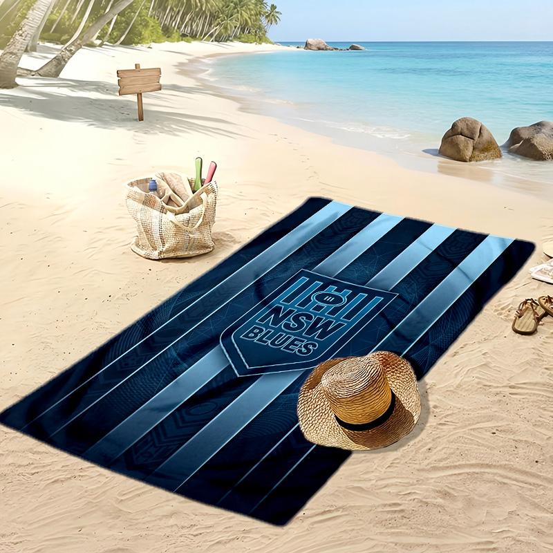 NSW Blues Print Beach Towel Soft Portable Quick?dry Towel For Pool Summer Vacation Outdoor Sport