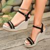 Sandali da Piattaforma Peep Toe a Zeppa Transfrontalieri Piattaforma Commercio Estero Sandali Estivi Nuovi Europei e Americani Taglia Grande Sandali Romani a Zeppa