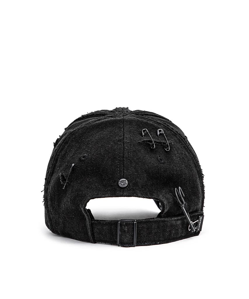 BLACKBLOND Vividi Cross Damage Custom Denim Cap (Black)
