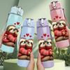 1PC Christmas Twin Sloths 750ml Color Plastic Sports Water Bottle Leakproof Flip Straw Lid Suitable for Sports Office Home Use