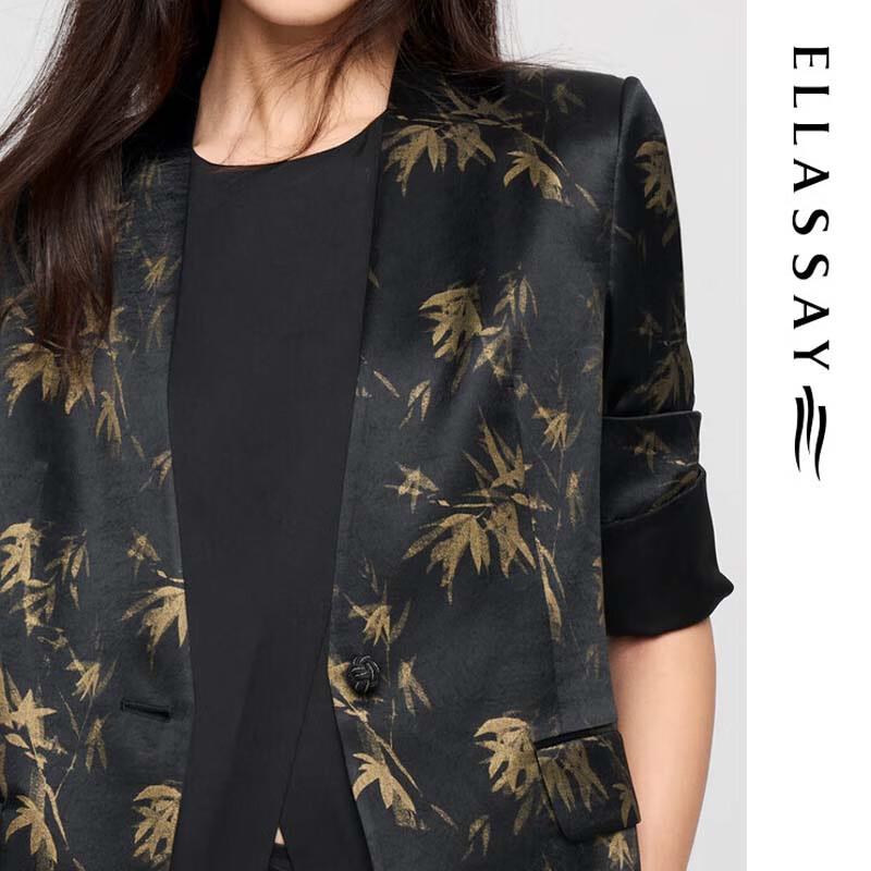 ELLASSAY Women's Chinese Style Bamboo Print Blazer