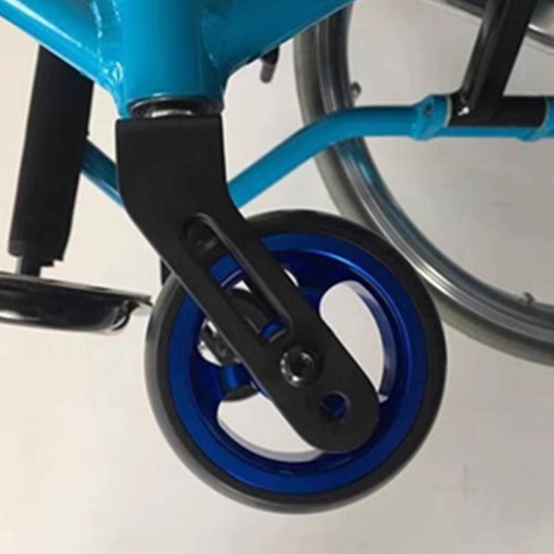Wheelchair Front Caster Wheel, 4" PU Solid Tire with Aluminum Alloy Hub, Bearing I.D. 8mm, Swivel Caster Replacement