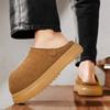 2025 Plattform Halbschuhe für Herren Slipper Hausschuhe Leder Herren Pantoletten mit dicker Sohle Mules Sandalen mit geschlossener Zehe Outdoor Slipper Ballerinas