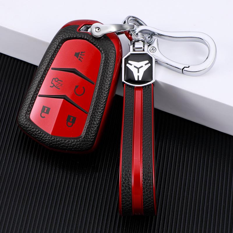 Cadillac Key Case for XT5, CT5, XT4, XTS, ATSL, CT6, XT6, CT4 - Leather Texture Shell with Buckle