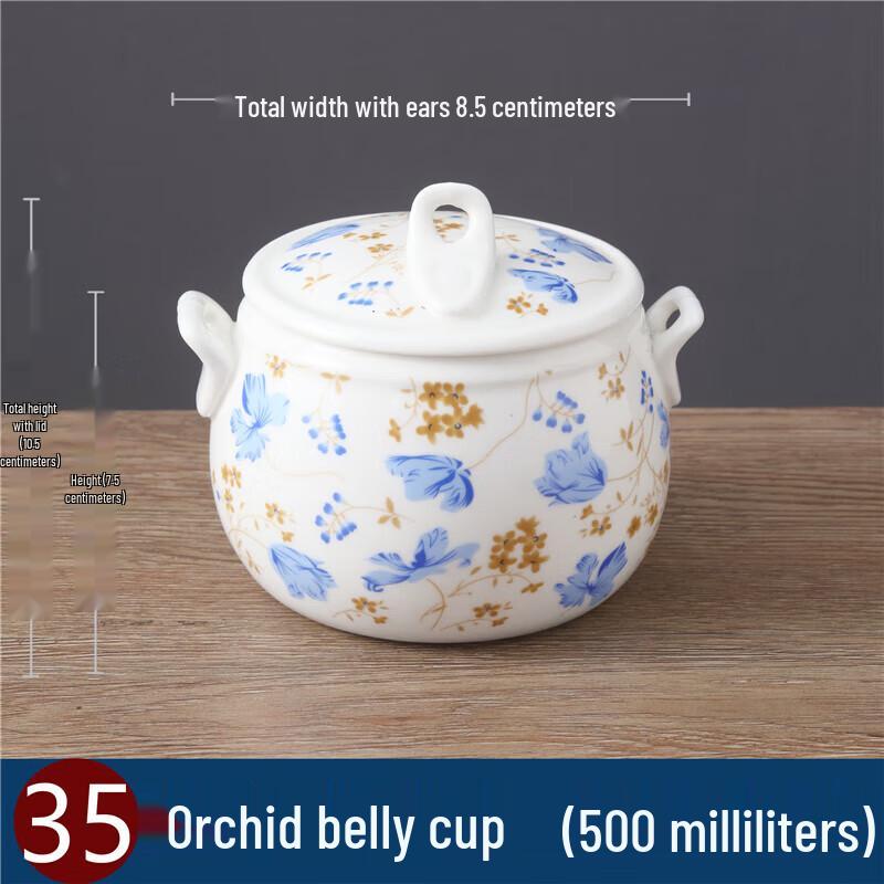 Homeglen Ceramic Double-Boiler Stew Pot with Lid