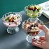 Xiaobudian Glas Dessertschale, Eiskristallbecher auf Fuß, Kleine Vintage Parfait-Schale für Eisbecher, Obst, Pudding, Gewürze, Snacks, Servieren