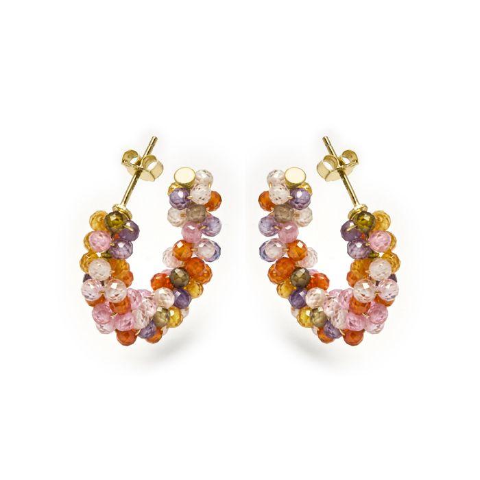 Boucles D'oreilles - Luxenter - Salblai - Argent 925 - Or Jaune 18K - Cristaux Multicolores