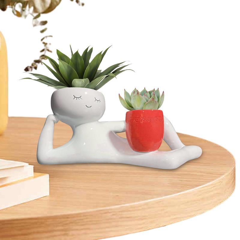 Unique Planter Resin Flowerpot With Drainage Design For Indoor Outdoor Garden Succulents Flowers Herbs Balcony Courtyard