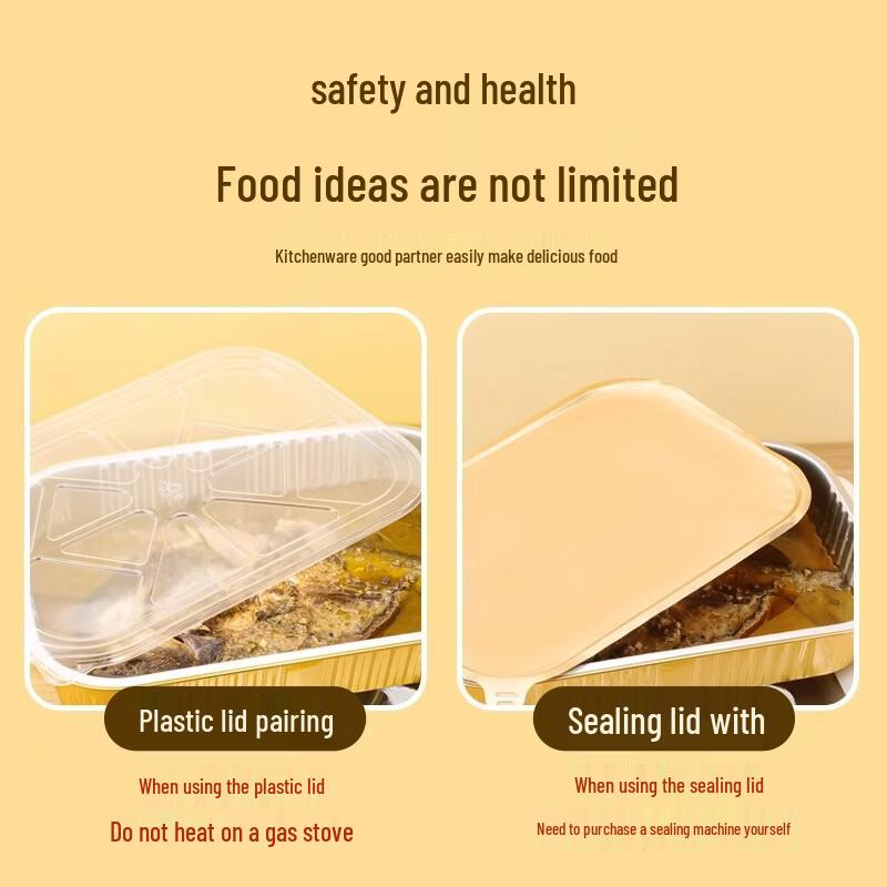 Rectangular Gold Aluminum Foil Food Containers