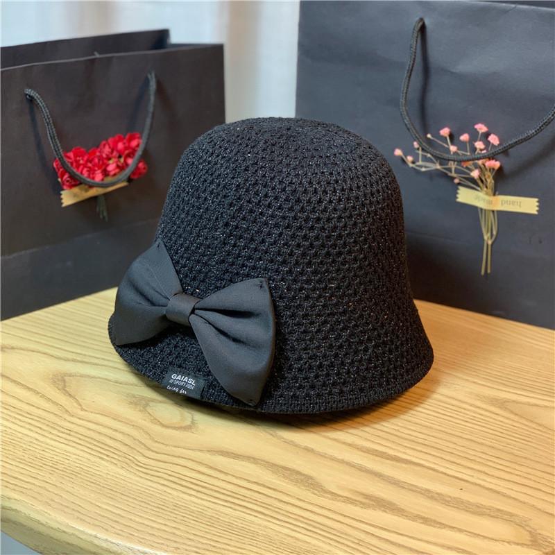 Women's Korean Style Foldable Sun Hat With Butterfly Bow Large Brim Fisherman Bucket Hat