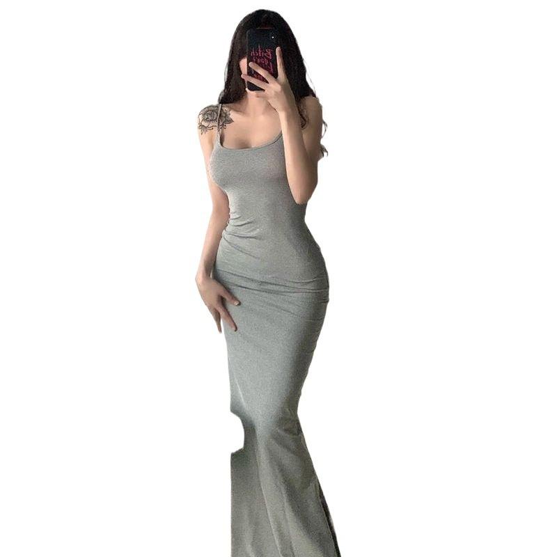 European and American Kardashian Sexy Chest Peach Hip Body Dress Slim Fish Tail Big Pendulum Hip Sling Dress