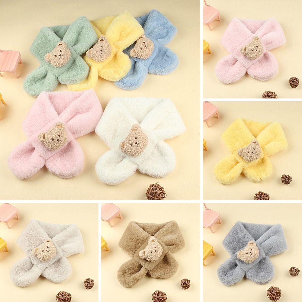 Plush Neck Warmer Warm Plush Scarf Fashion Children Cross Neckerchief  Baby Boys Girls