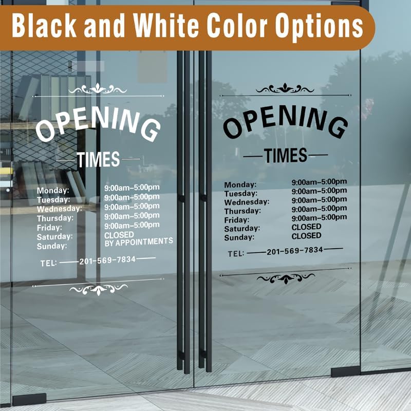 Business Hours Window Decal Business Hours Sign for Glass Door Changeable Store Hours Signs Decals Open Closed Signs Decal for Business Coffee Shop