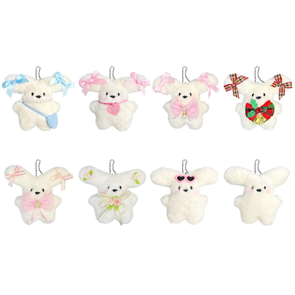 Cute Puppy Plush Toy Pendant Keychain Cartoon Big Ear Dog Dolls Figure Ornament for Backpack or Car Key Bag Charm Decors