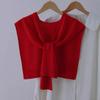 Trendy Korean Style Women's Air-Conditioned Knitted Shawl – Red Sleeveless Vest for All Seasons with Neck Protection