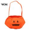 Flexible Hand Strap Bag Halloween Pumpkin Candy for Kids, Small Trick or Treat Bucket, Party Favor Soft Face Basket with Handle Decoration Stiff Tote