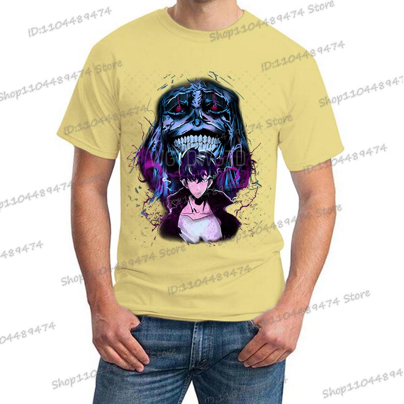 

Японское Аниме Поднятие Уровня в Одиночку Мужская Футболка Сун Джин-у Статуя Бога Мультяшные Графические Футболки Харадзюку Короткий Рукав Высококачественная Футболка 3XL