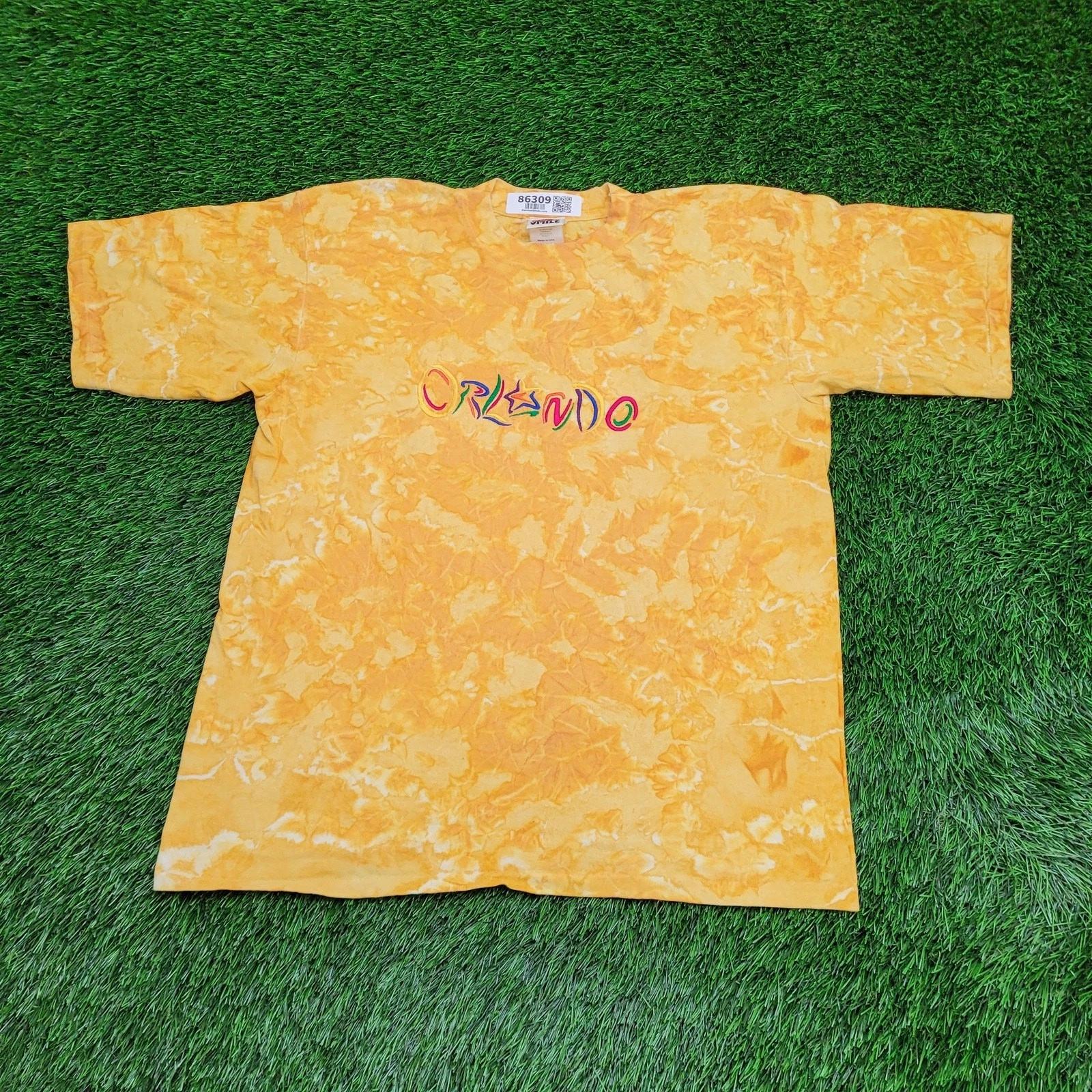 Vintage 90s Orlando Tie-Dye Shirt Large 21x26 Yellow L