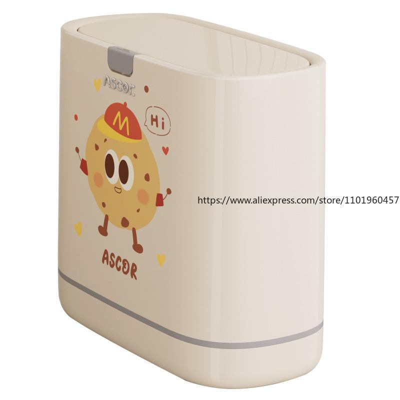 High-Capacity Slim Trash Can with Lid Stylish Narrow Garbage Bin for Bathroom Toilet Home Kitchen Living Room Special Use