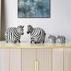 4pcs/set Resin Zebra Family Ornament Simulation Animal Sculpture Zebra Statue Home Decoration Handicraft Ornaments New Home Gift