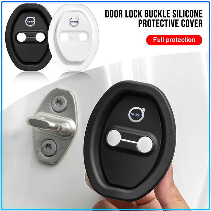 4Pcs Car Door Lock Anti-collision Silicone Cover sticker For Volvo Rdesign XC90 S60 XC60 V70 S80 S40 V50 V40 V60 C30 S70