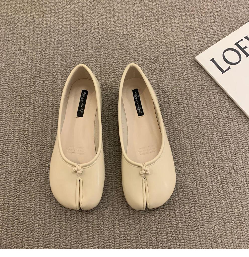 Bean Shoes Women's 2021 Summer Split-Toe Flats with Horsebit Design