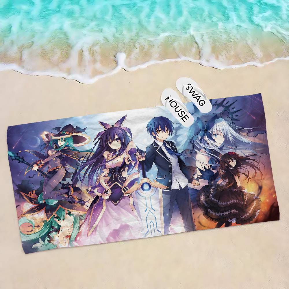 Date A Live Cartoon Microfiber Blanket Quick Drying Beach Towels Oversized Printing Super Absorbent Pool Towel Blanket