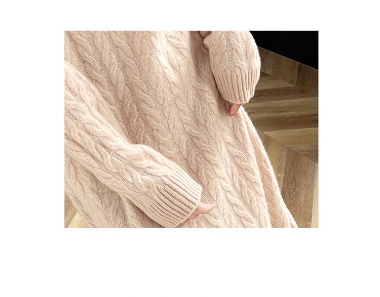 Women's Long Sleeve Knee-Length Cable Knit Polo Dress - Autumn 2024 Collection.