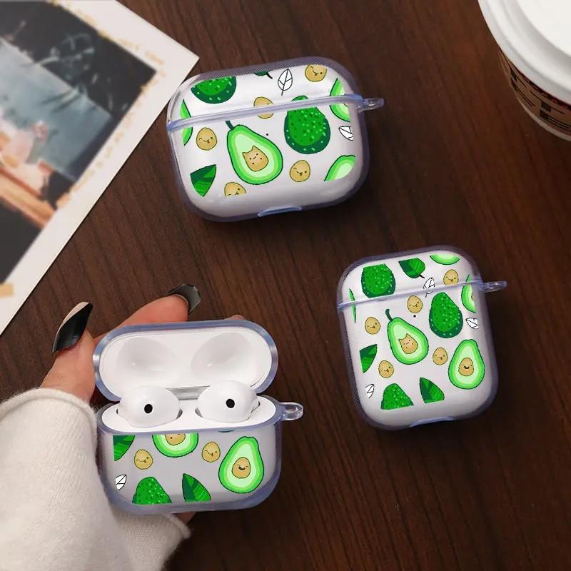 Transparent Green Avocado Pattern Suitable for AirPods1/1st Generation Protective Case Apple Pro/1 Wireless Bluetooth Ear