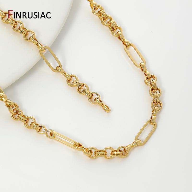 18K Gold Plated Brass 3:1 Figaro Chains For Jewelry Making,Thick Large Heavy Chains For DIY Necklace Bracelet Making Findings