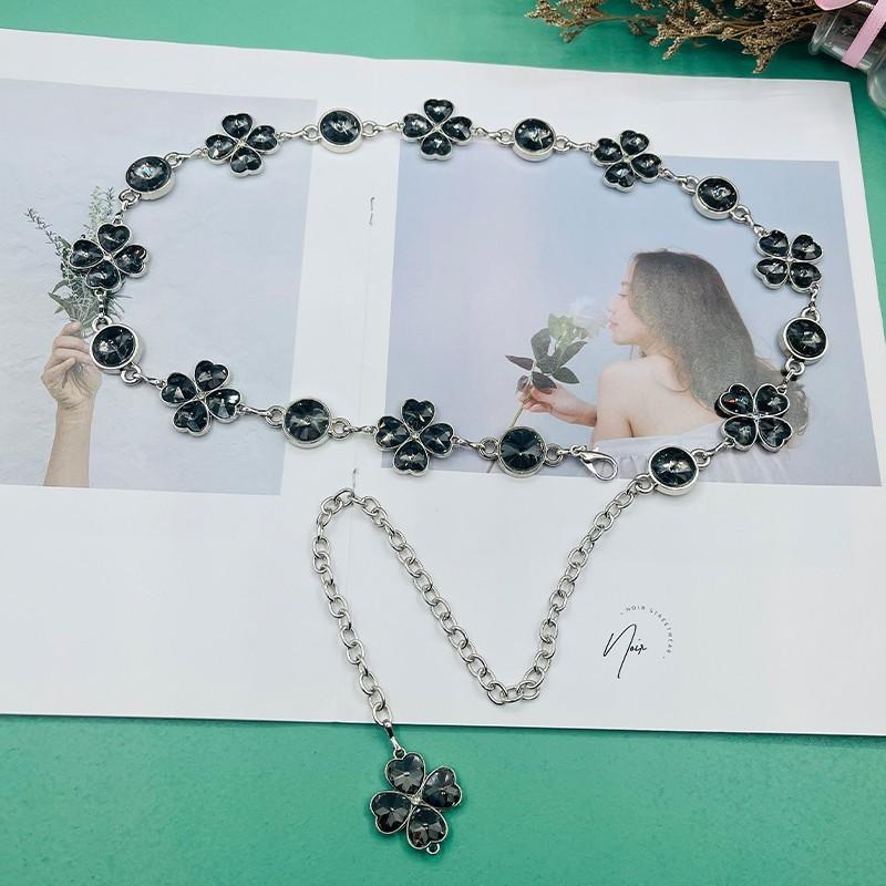 Metal Crystal Waist Chain With Water Diamond Embellishments For Elegant Women