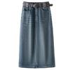 Saia Midi Jeans A-Line Retrô Chique - Cintura Alta, Slim Fit, Confortável e Estilosa, Estilo Coreano Primavera 2026